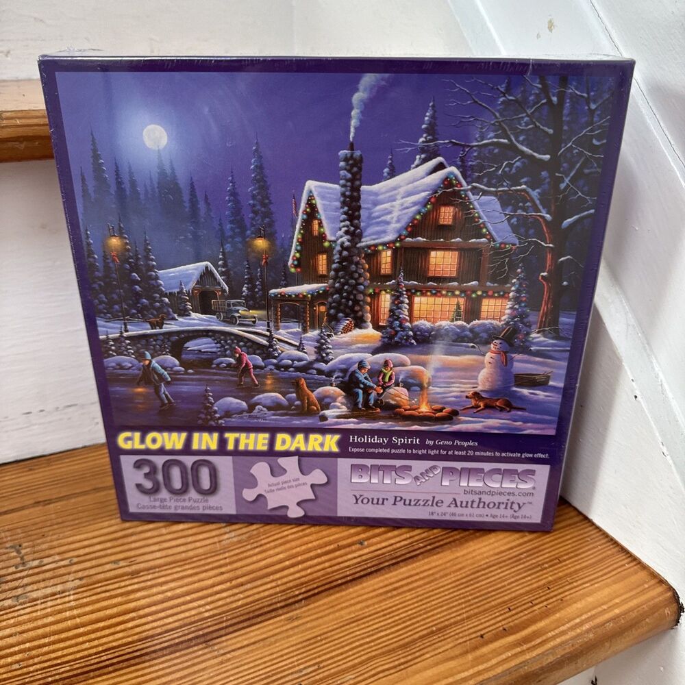 Bits and Pieces Christmas Holiday Glow In The Dark 300 Large Piece Jigsaw Puzzle
